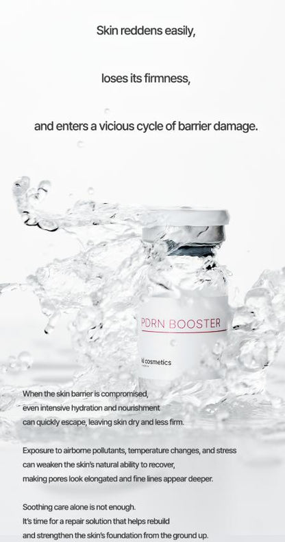 KI COSMETICS PDRN Booster Korean K-Beauty Repair Ampoule Serum, Salmon DNA & Collagen Facial Booster for Damaged Skin Barrier, Dryness, Fine Lines, Firm-Looking Skin, Hydrating Renewal Care, Glass Skin Glow, Smooth Radiant Finish