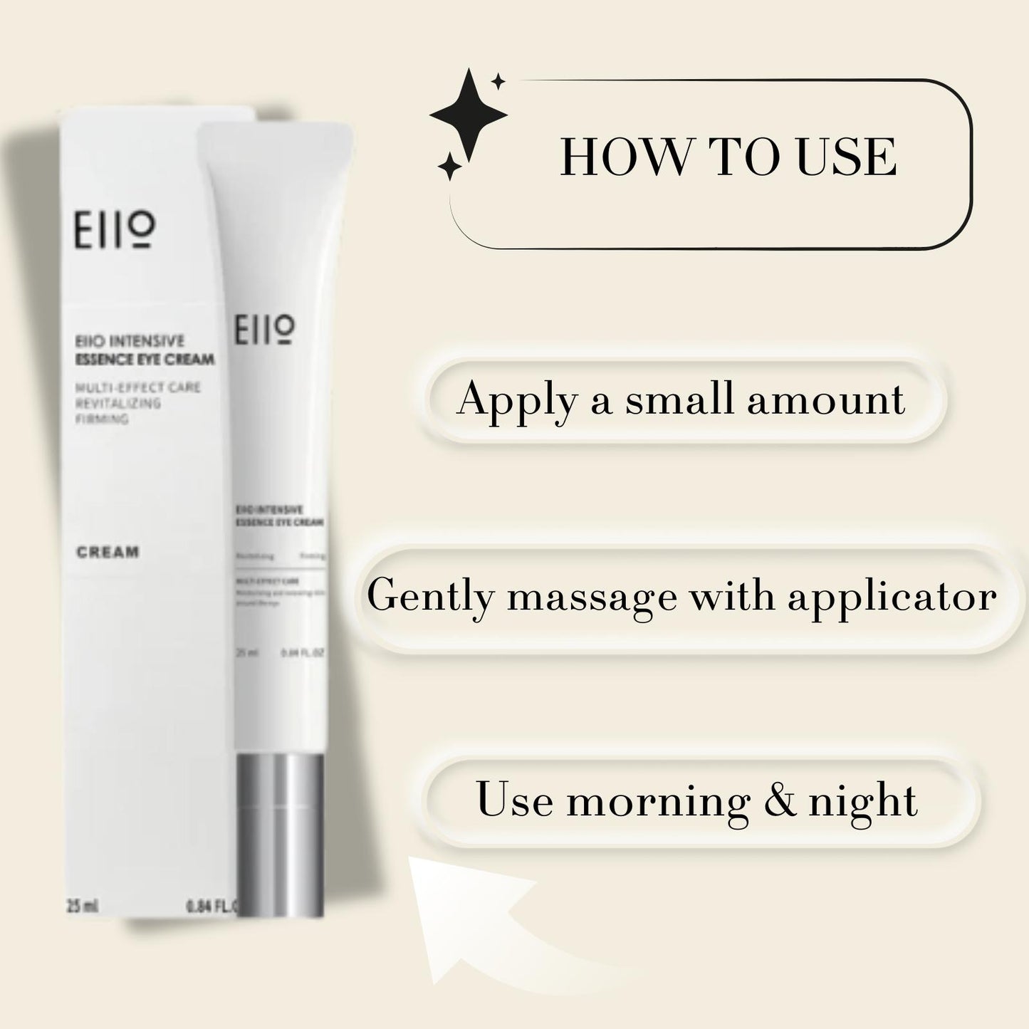 EIIO Korea Anti-Aging Eye Cream | Rapid De-puffing & Brightening Eye Essence | Firming Collagen Booster for All Skin Types