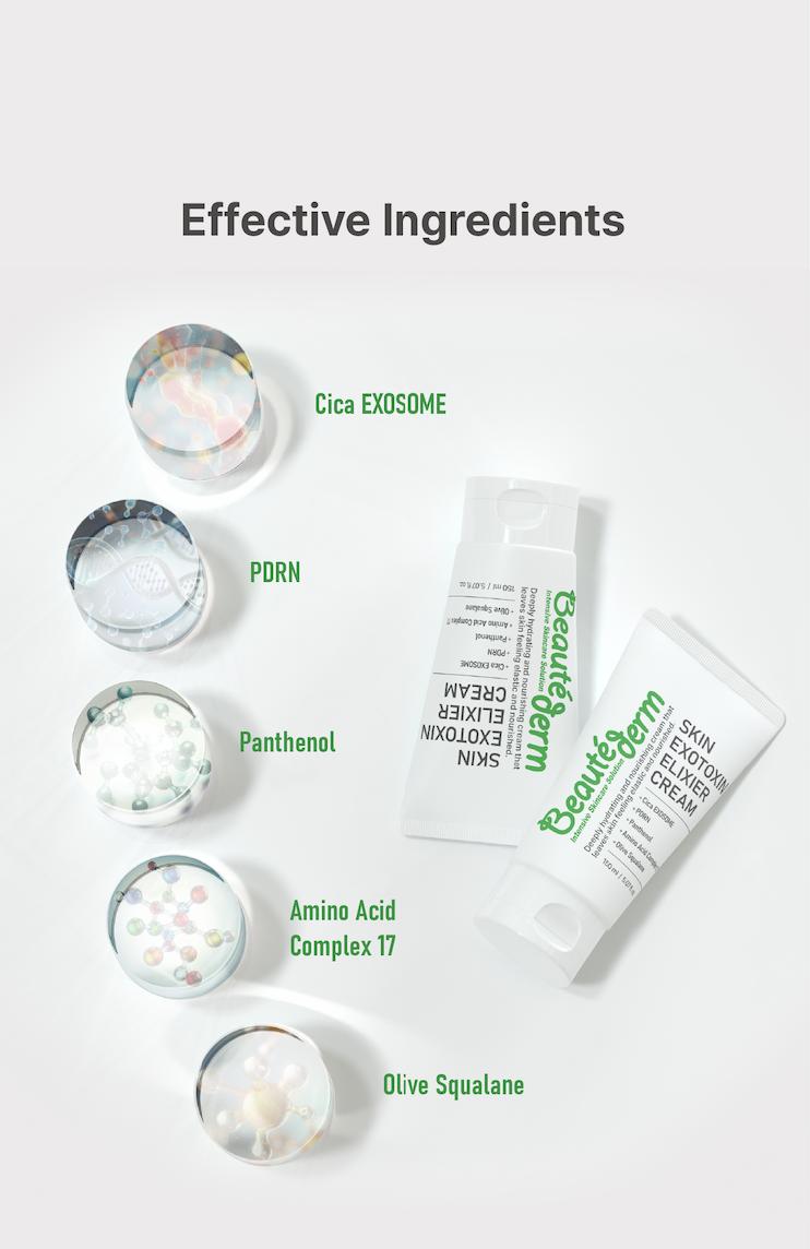 [Beauté Derm] Skin Exotoxin Elixier Cream - Contains Snow Lotus Exudate & Niacinamide for Repair & Even Skin Tone - 150ml Moisturizers Soothing Serum Firm & Lift Serum