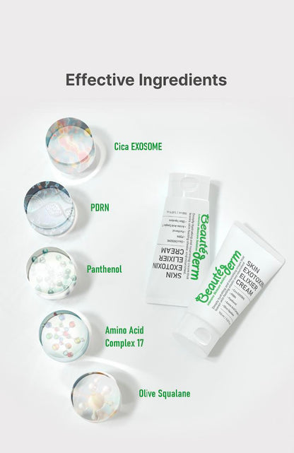 [Beauté Derm] Skin Exotoxin Elixier Cream - Contains Snow Lotus Exudate & Niacinamide for Repair & Even Skin Tone - 150ml Moisturizers Soothing Serum Firm & Lift Serum