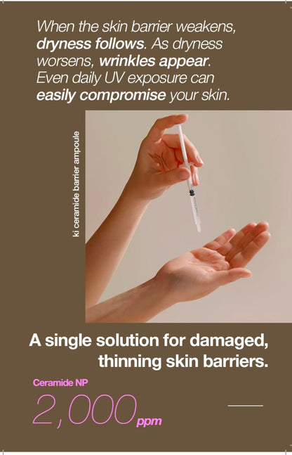 KI Ceramide Barrier Ampoule with – Korean Sensitive Skin Strengthening Serum for Redness, Dehydration & Barrier Repair