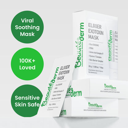 [Beauté Derm] Elixier Exotoxin Mask 28ml with Squalane Exosomes & Hyaluronic Acid Complex for Deep Moisturization and Skin Barrier Maintenance Face Mask Facial Beauty Serum