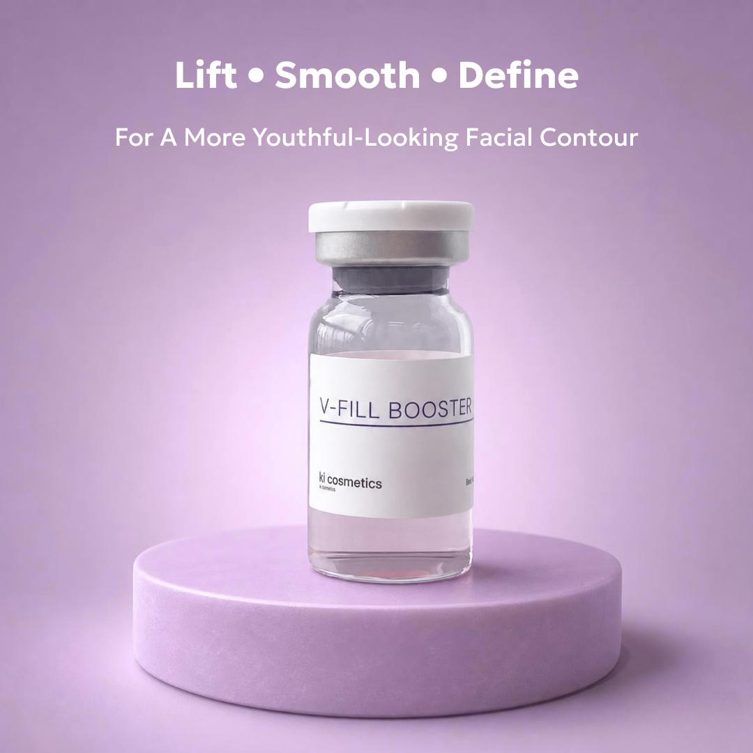 KI COSMETICS V-FILL Booster Volume & Wrinkle Care Ampoule, Korean Facial Contour Serum for Smile Lines, Under-Eye Shadows, Jawline Definition, Firm-Looking Skin, DNA Core Complex, Niacinamide Peptides Amino Acids, Silky Lifting Texture